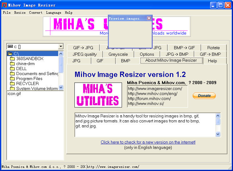 Mihov Image Resizer V1.2 英文绿色免费版