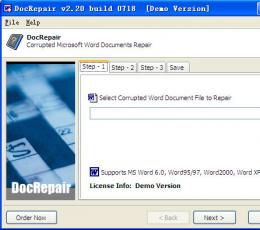 DocRepair(MSWord文档恢复工具) V2.20 build 0718 英文绿色版