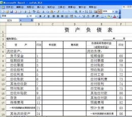 资产负债表表格