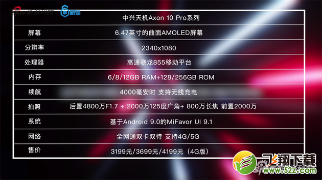 中兴天机Axon 10 pro配置信息
