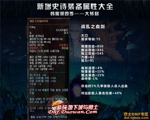 dnf韩服大转移新增史诗大全之鬼剑士武器篇
