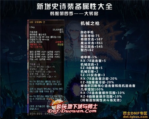 dnf韩服大转移新增史诗大全之神枪手武器篇