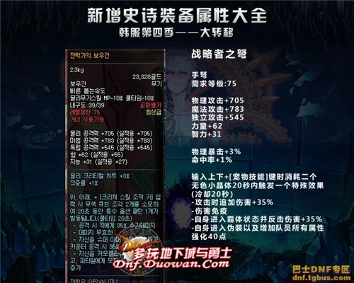dnf韩服大转移新增史诗大全之神枪手武器篇