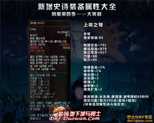 dnf韩服大转移新增史诗大全之神枪手武器篇