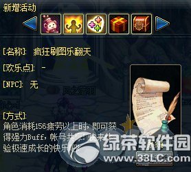 dnf疯狂刷图乐翻天活动 消耗疲劳得强力buff1