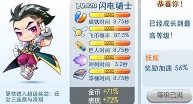 天天酷跑新角色 闪电骑士满级属性介绍