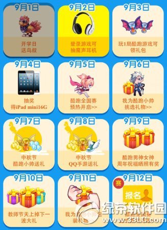 天天酷跑1周年九月天天有礼活动 qq手游酷跑月活动大全2