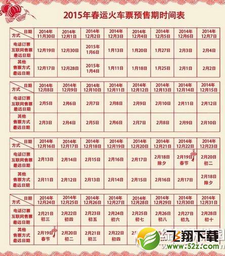 2015火车票预售期是多少天？火车票预售期延长至60天1