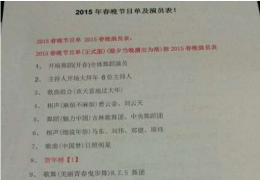 2015马年央视春晚节目单