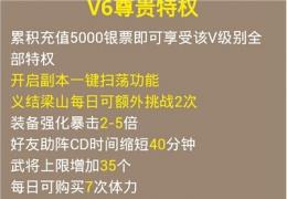 《全民水浒》V6充值价格及特权介绍