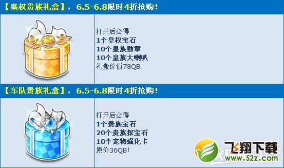 《QQ飞车》贺新版本发布贵族礼盒四折活动