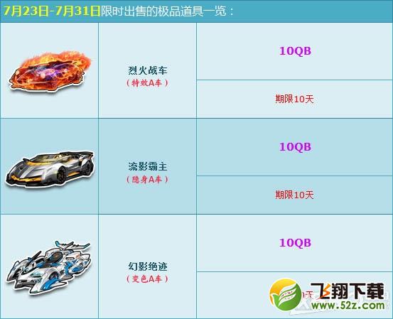 《QQ飞车》特效A车10QB购买活动