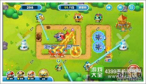 蹦蹦兔塔防第19关第11波拆障碍物