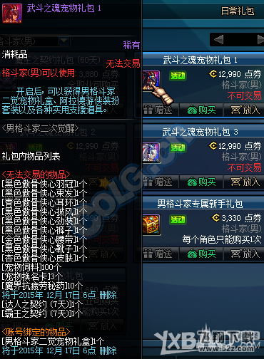《DNF》男格斗家二觉武斗之魂宠物礼包