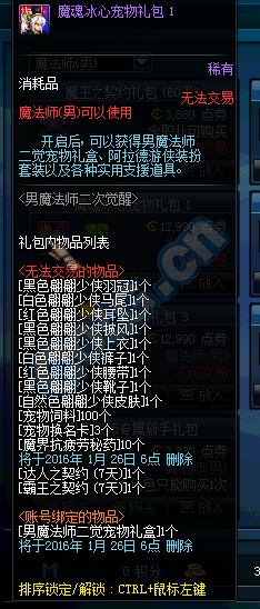 《DNF》男魔法师魔魂冰心宠物礼包内容