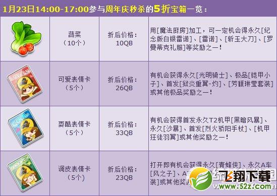 qq飞车周年庆狂欢活动 四大宝箱5折限量秒杀1