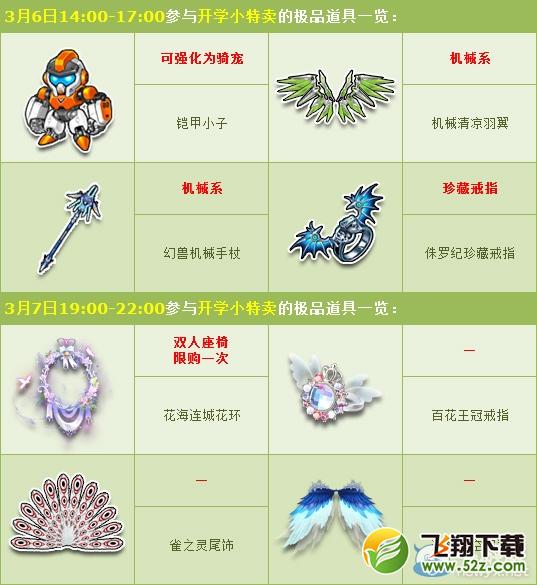 《QQ飞车》开学小特卖活动