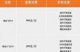 移动飞升卡资费介绍