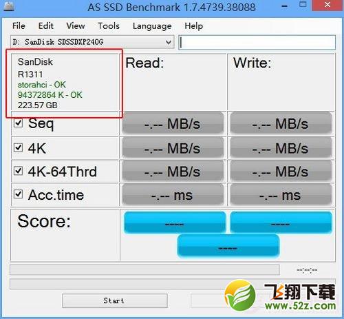 使用AS SSD Benchmark检查固态硬盘是否工作正常