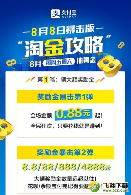 支付宝8月8日派送88888g黄金