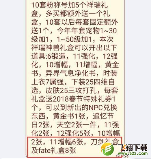DNF网友春节套信息爆料_买八套送SAO和FATE礼包