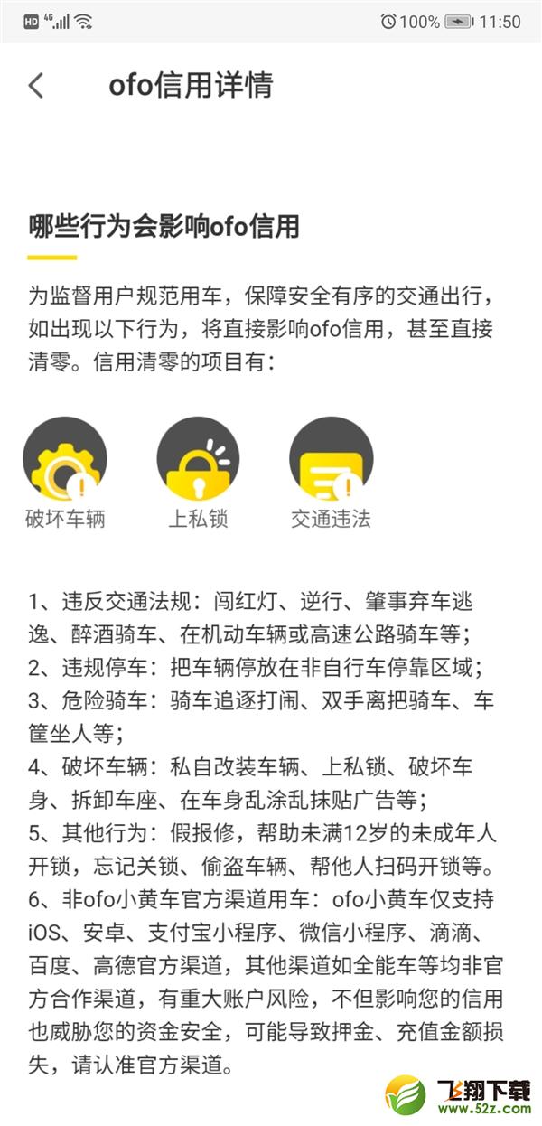 ofo小黄车新一代信用积分体系上线_信用为0将无法用车