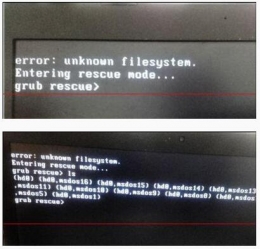电脑开机黑屏提示error:unknown filesystem怎么办